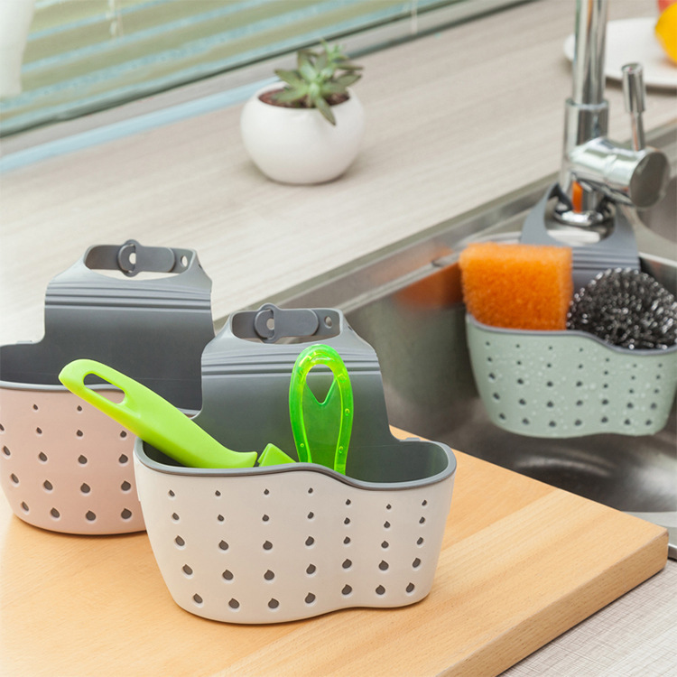 Kitchen sink drain basket hanging bag faucet sponge rack vegetable